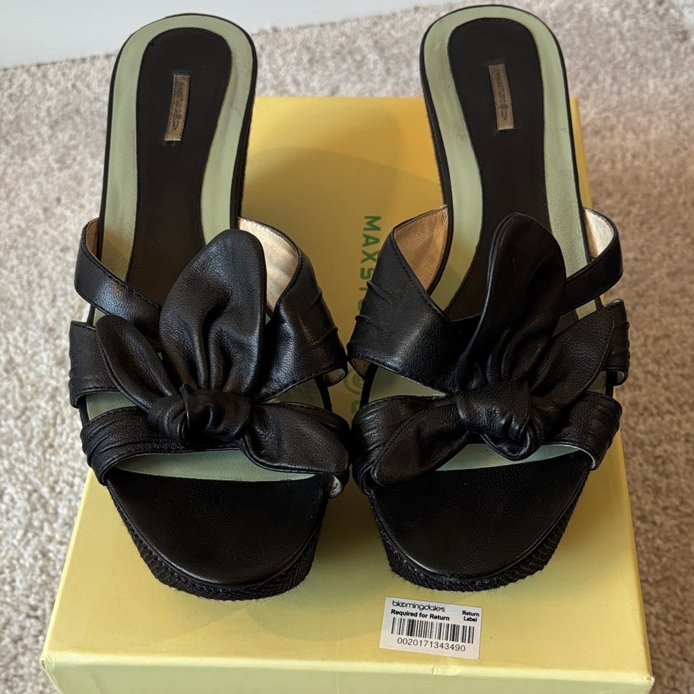 Max Studio Black Knot-Front Slide Mules